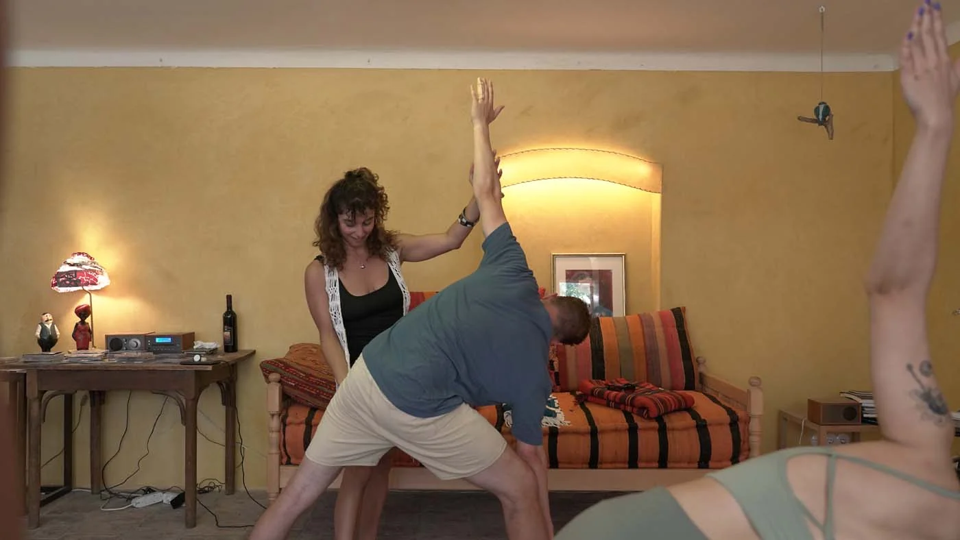 Personal guidance during a yoga posture